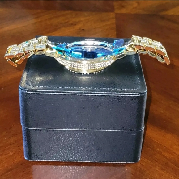 Mens Luxury Iced Out Bling Simulated Diamond CZ GoldPlated Arabic Numera… - Picture 4 of 15